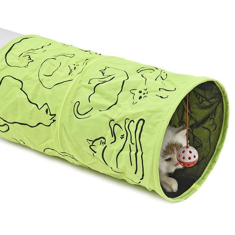 Image of Pet Cat Tunnel (Green - with bell ball), Accessories - catsbeststore