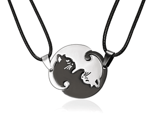 Yin and Yang Cat Necklace, Jewelry - catsbeststore