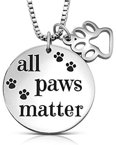Image of cat necklace, rescue cat, rescue cat necklace, all paws matter, paws, dog necklace