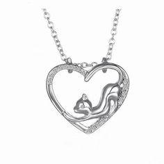 Cat and Heart Necklace, Jewelry - catsbeststore