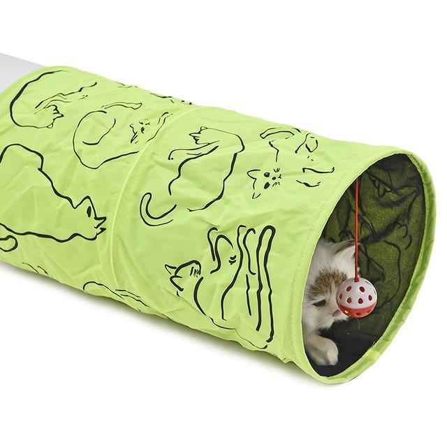 Pet Cat Tunnel (Green - with bell ball), Accessories - catsbeststore